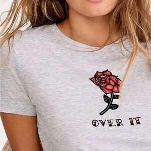Aeropostale Flocked Rose Over It Graphic Tee - Size S